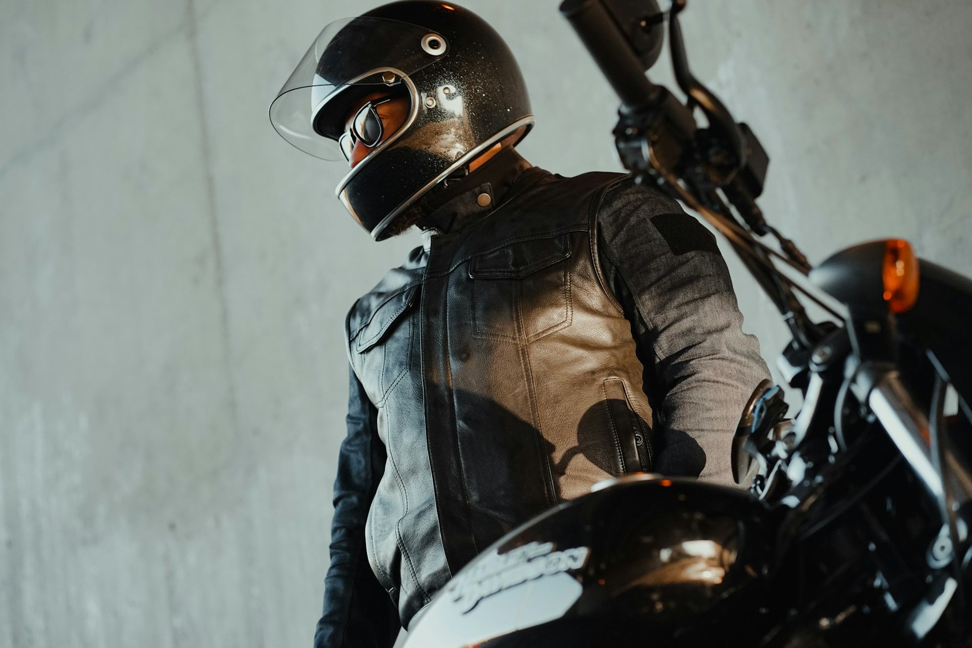 Rider beneath a concrete underpass